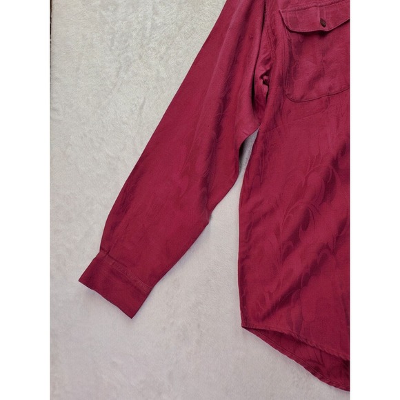 Whipper In Shirt Men's Small Burgundy Jacquard Long Sleeve Collared Button Down - Picture 6 of 8
